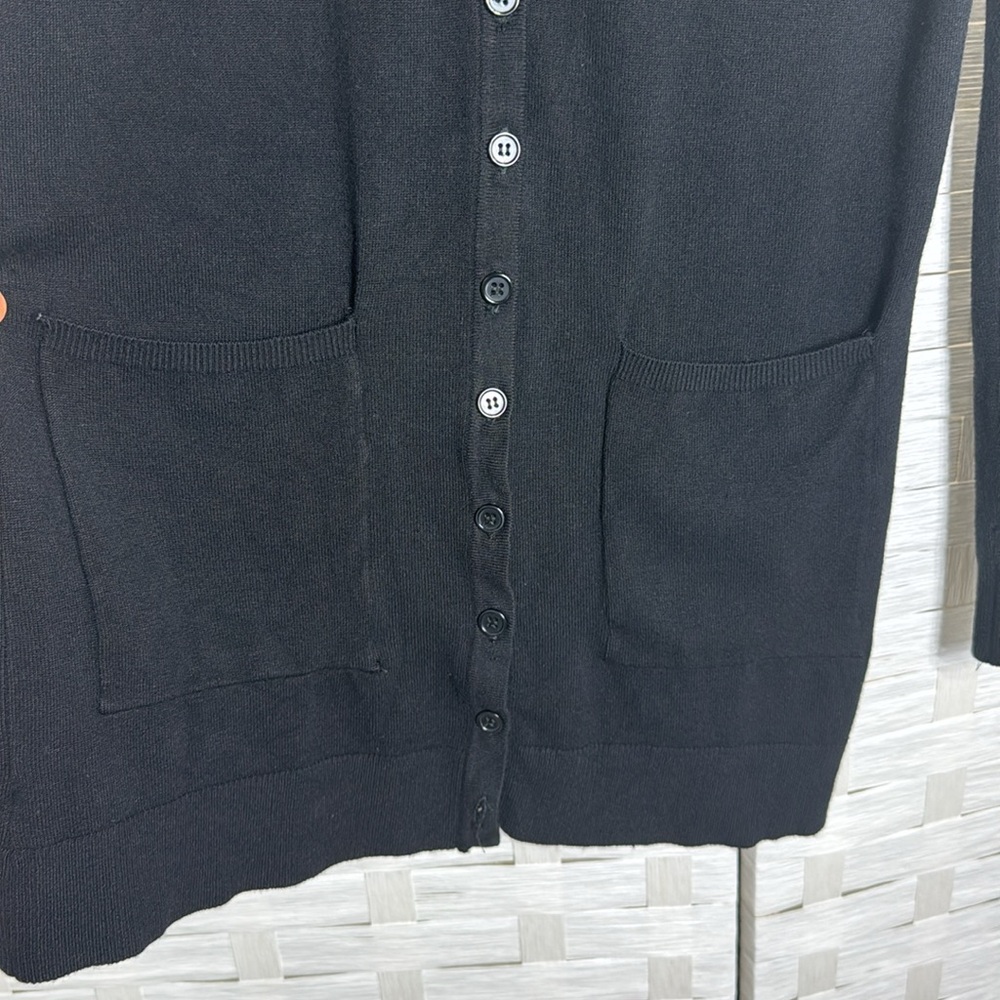 The Style Box Basic Black Button Down Cardigan w/Front Pockets see measurements - Picture 3 of 7